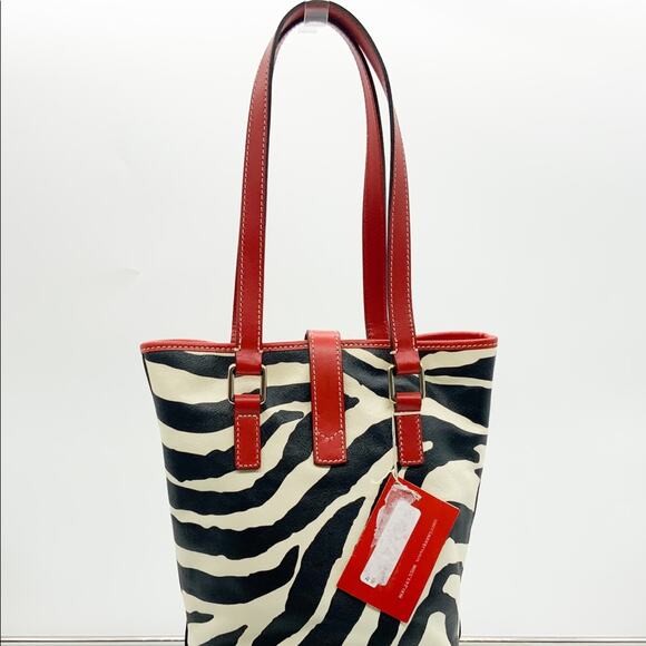 NWT Dooney & Bourke Logo Lock Zebra Print Shoulder Bucket Bag - Picture 2 of 15